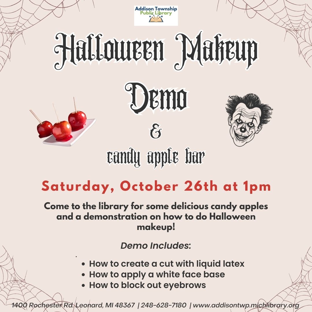 Halloween Makeup Demo and Candy Apple Bar Event 2024