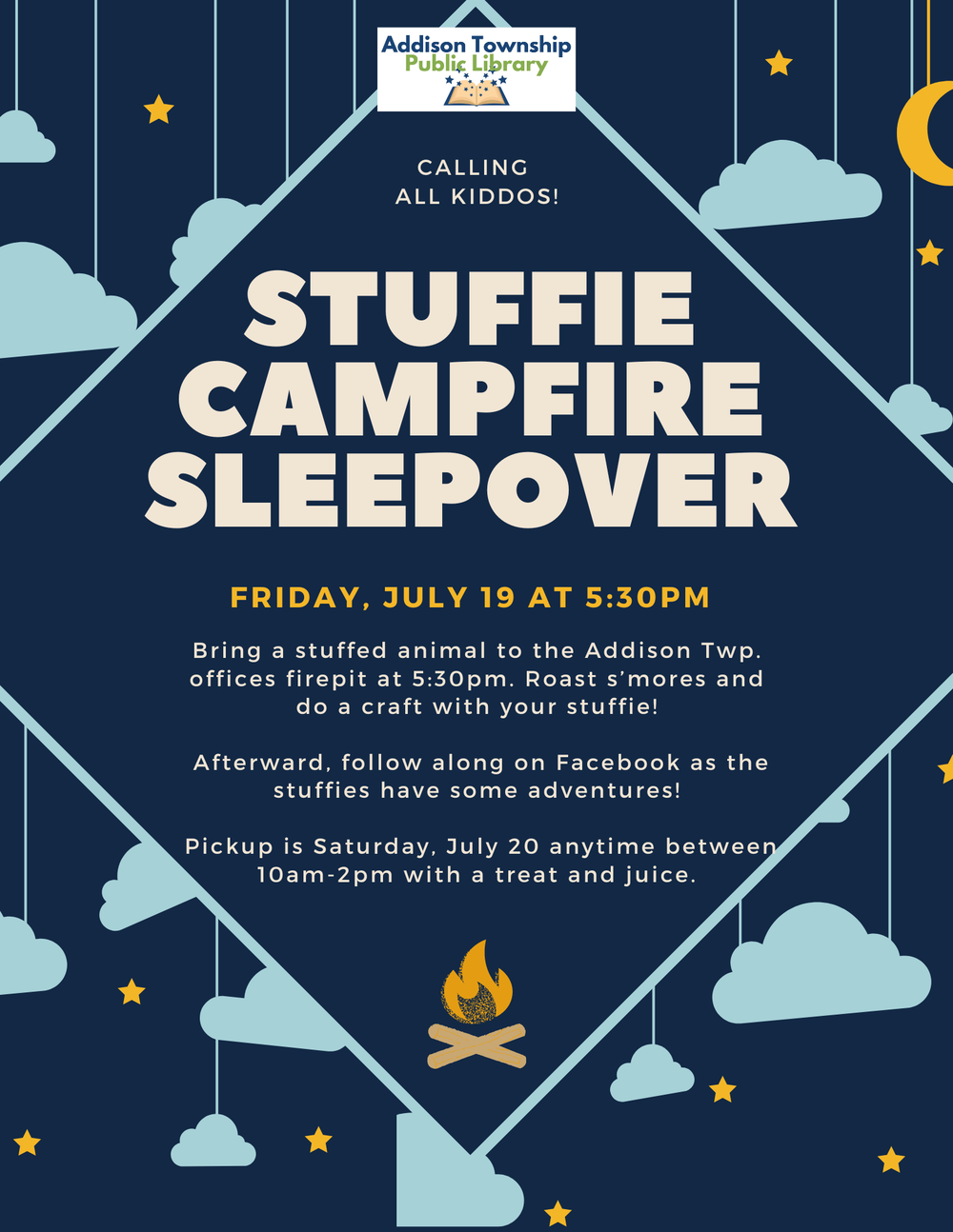 Stuffie campfire sleepover flyer